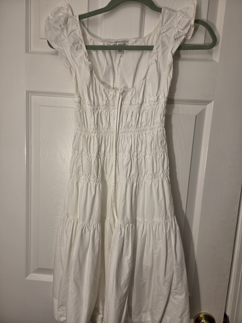 Smocked White Midi Dress with Ruffle Straps